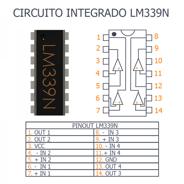 CIRCUITO INTEGRADO LM339N COMPARADOR DE VOLTAJE AMPLIFICADOR OPERACIONAL CUADRUPLE