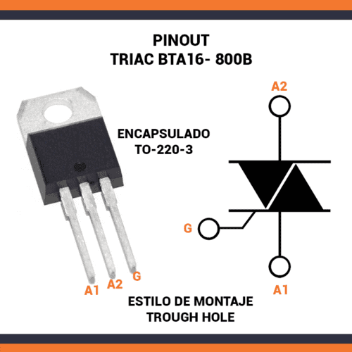 túnel collar infinito TRIAC BTA16-800B 16A 800V - Electronica Plett